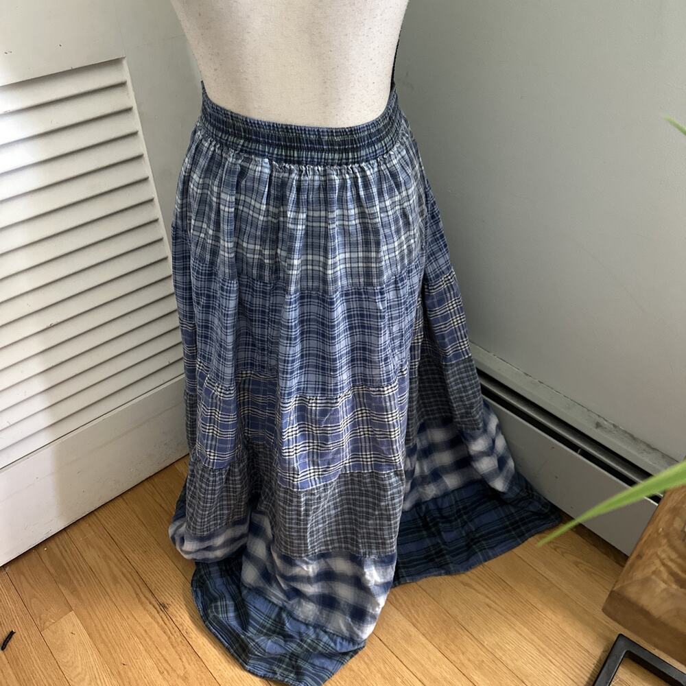 Vintage St Johns Bay Maxi Skirt Womens Medium Blue Patchwork Peasant Boho Chic - Picture 4 of 10